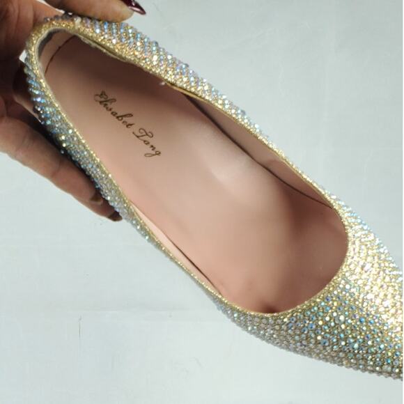 Elisabet Tang Women’s Crystal Rhinestone Pointed Toe Stiletto Heels Size 10 - Picture 5 of 8